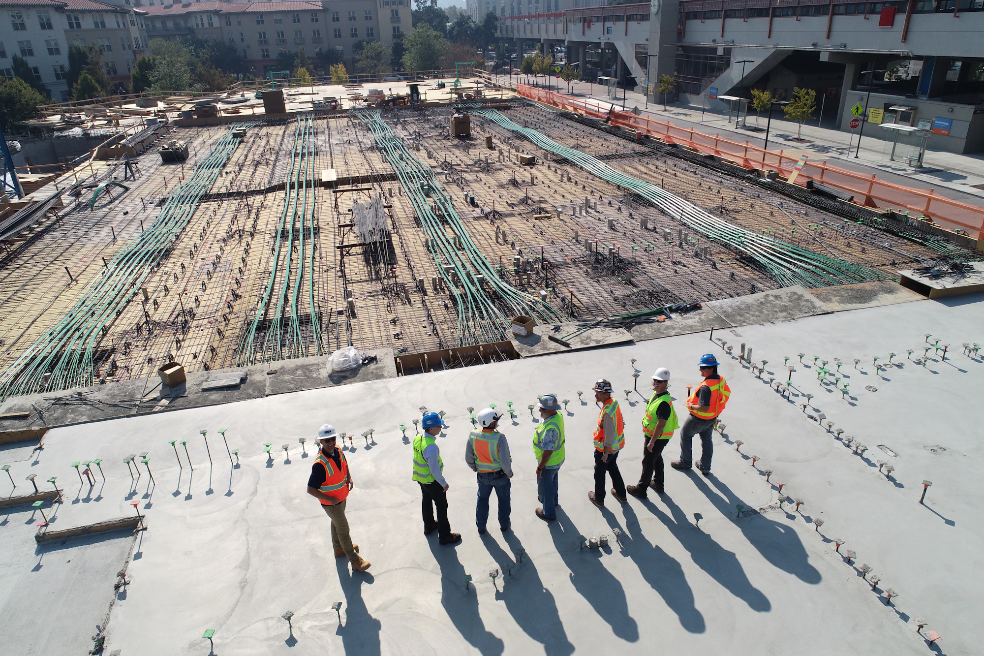 Engineers coordinating on a construction site