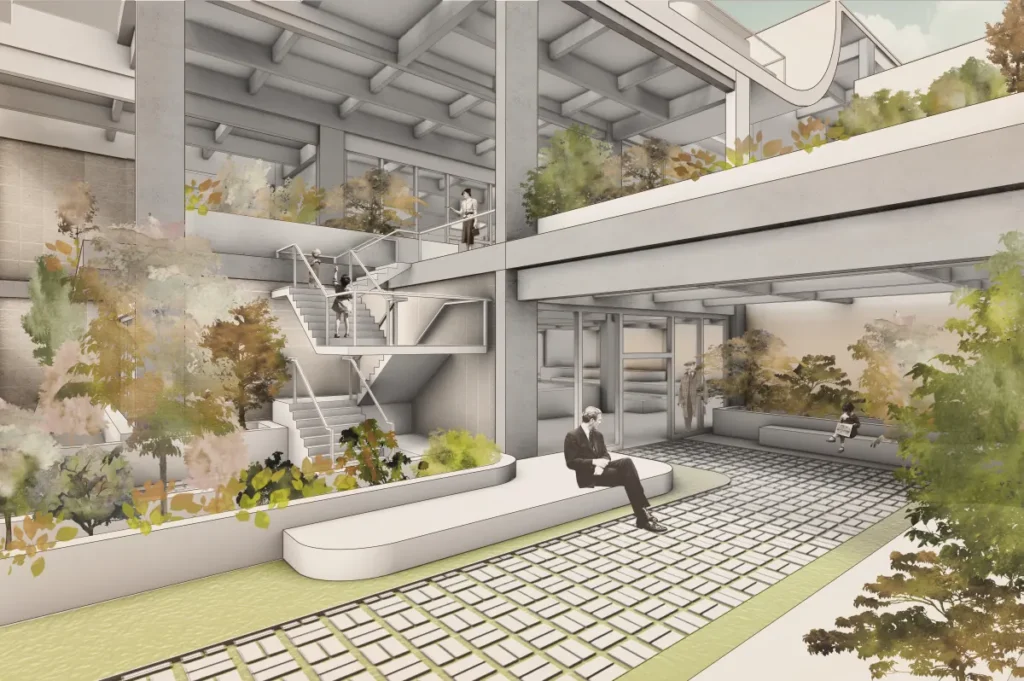 Green Courtyard Civic Building Courtyard – BIM Architecture Design