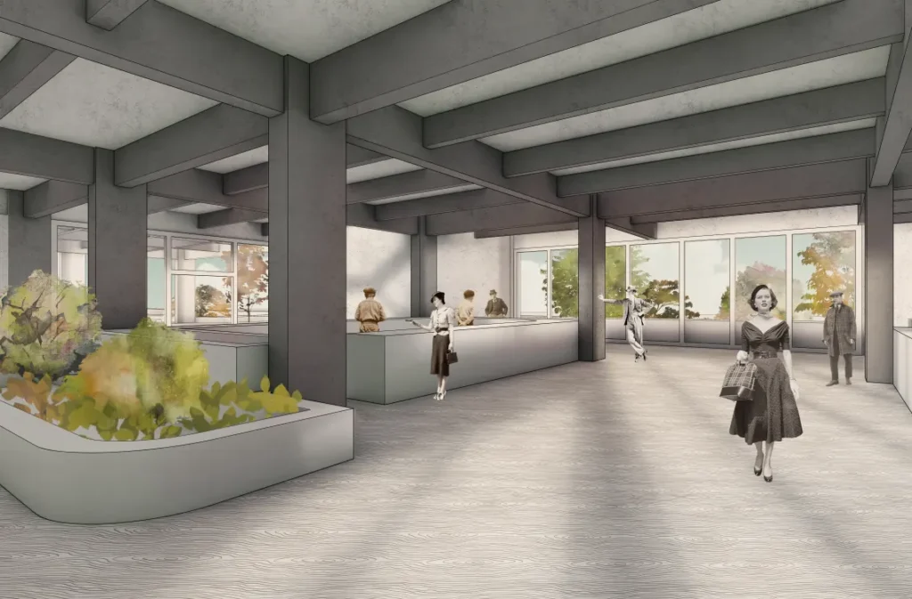 Green Courtyard Civic Building Lobby – BIM Architecture Design