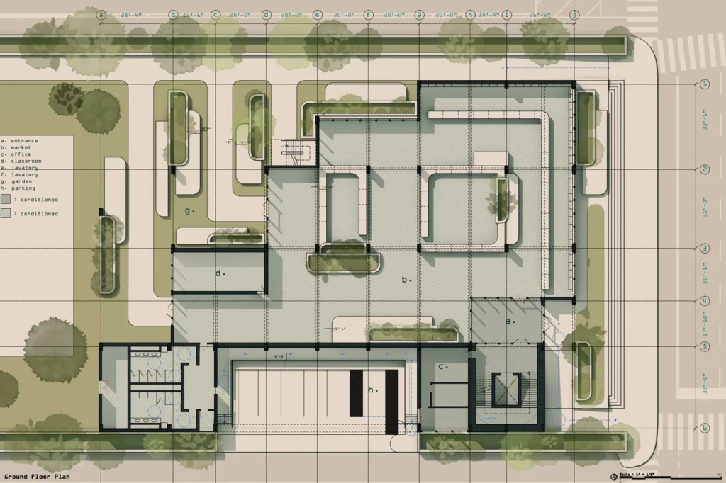 Green Courtyard Civic Building Site Plan – BIM Architecture Design