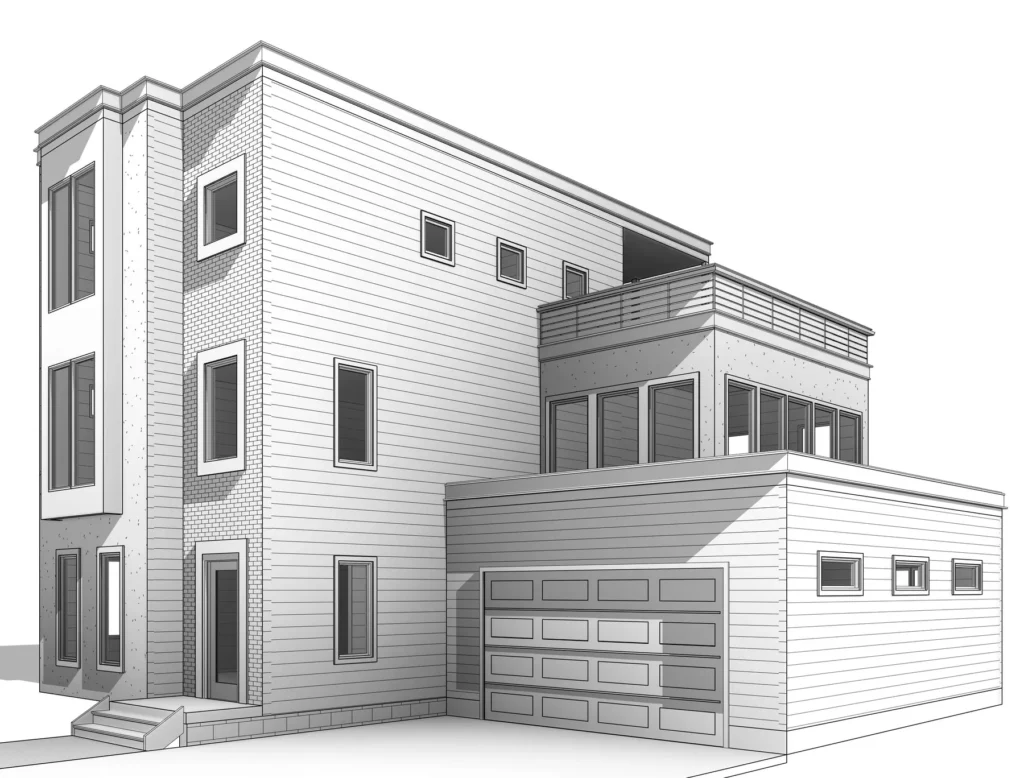 Modern Residence BIM Model Rear – BIM Architecture Design