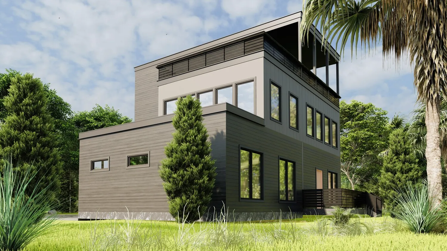 Modern Residence Exterior Render – BIM Architecture Design