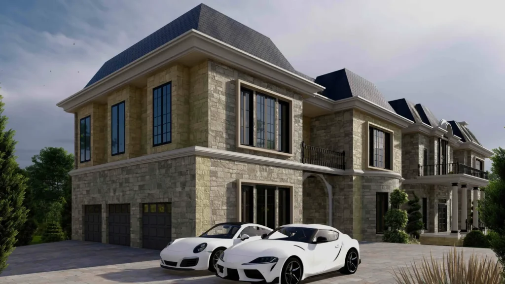 Stone Manor Residence Front Render – BIM Architecture Design