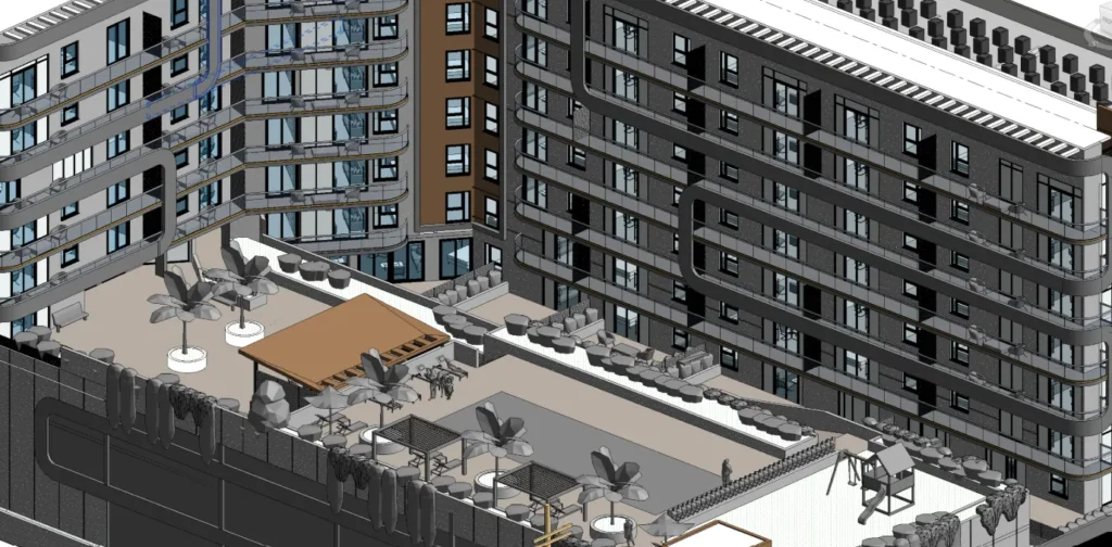 Urban Mixed Use Development 3D Section – BIM Architecture Design